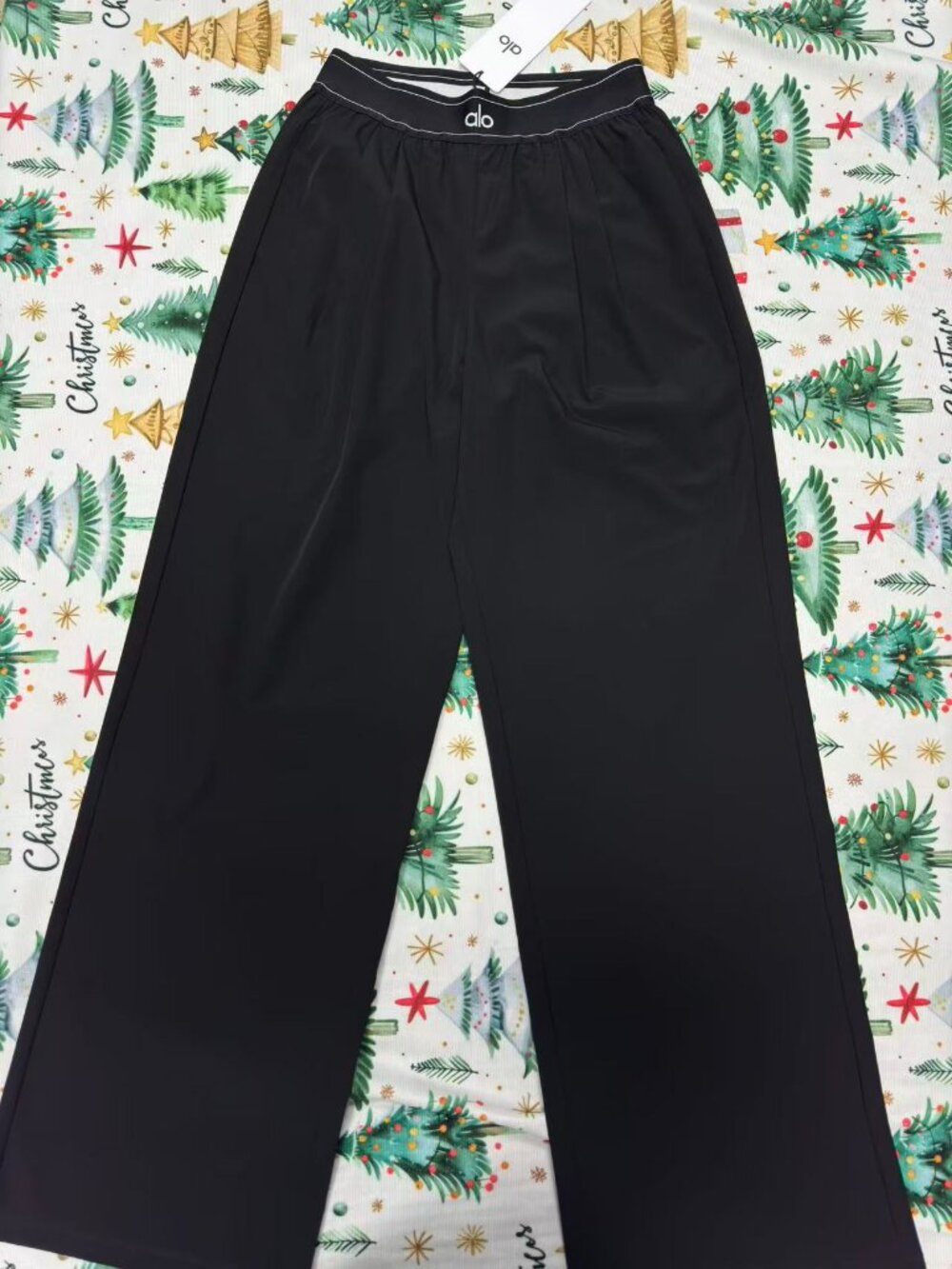 NWT Alo Yoga😊Suit Up Trouser Black Regular Wide Leg High Rise - Picture 2 of 8